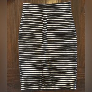 LOFT Black and White Striped Pencil Skirt